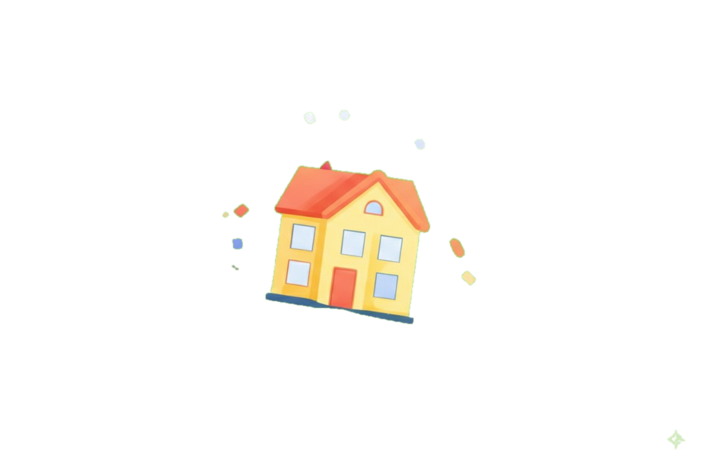 Floating yellow house illustration